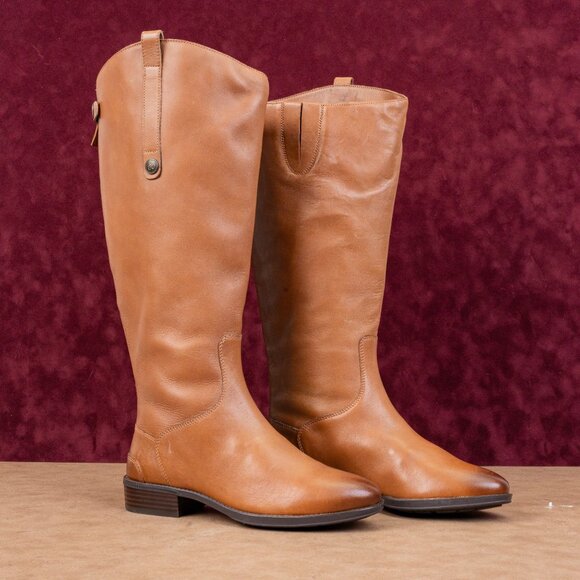 Sam Edelman Women Penny Wide Calf Equestrian Brown Leather Knee Boots sz 9 - Picture 1 of 10